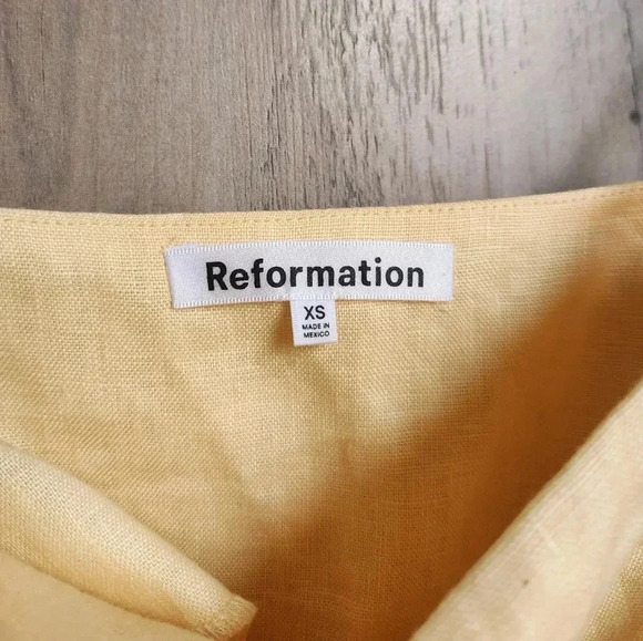 Reformation Aubree Linen Dressin Parmesean XS Women's - Picture 10 of 10